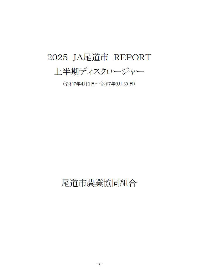2025年度 上半期ディスクロージャー